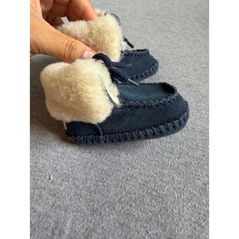 UGG Booties Jesse Bow II Navy Blue Suede Sheepskin Infant Size 0/1